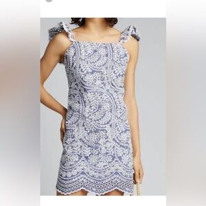 Alice + Olivia Strapless Blue and White Dress
